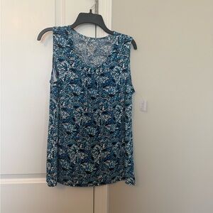 Christopher & Banks Blue Mosaic Sleeveless Tank